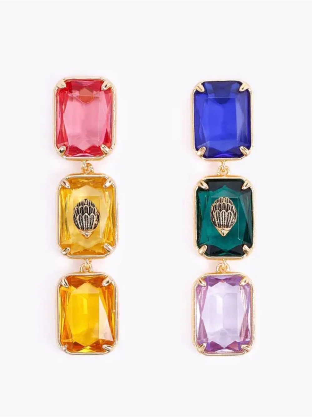 Kurt Geiger  London Gold EagleHead  multicolor Drop Earrings - Picture 3 of 7
